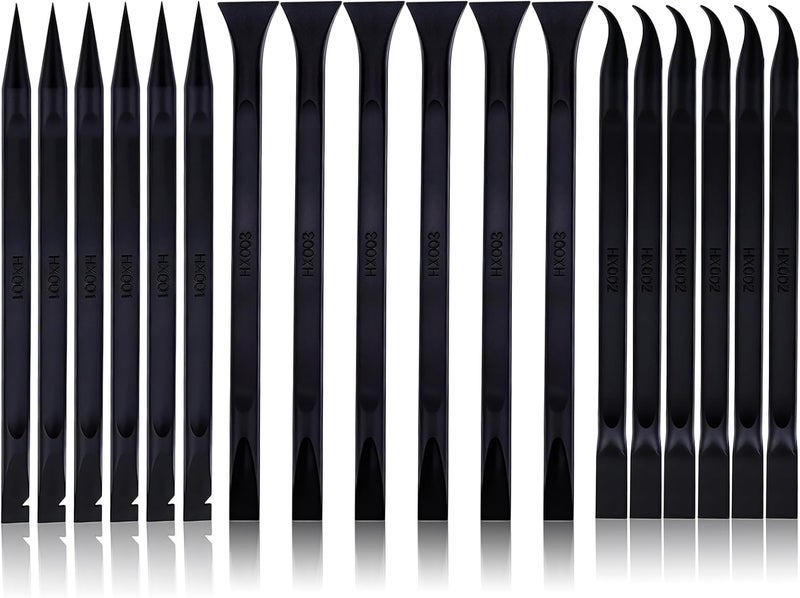 OXDFK 18 PCS Carbon Fiber Plastic Scrapers Tool, Non-Scratch Scraper Tool for Tight Spaces, Multi-Purpose Label Scraper Pen-Shaped, for Car Cleaning Supplies, Kitchen, Crevices, Stains (Black) - Image 1